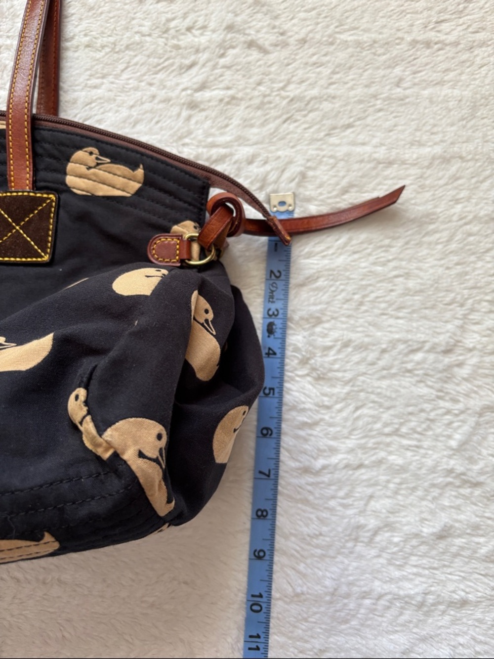 Dooney and Bourke Canvas Bag with Signature Duck Print and Leather Handles - Picture 5 of 13